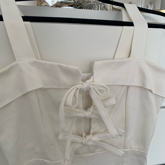 Shopbop Clayton White Denim Jumpsuit Bow Details - Picture 3 of 5